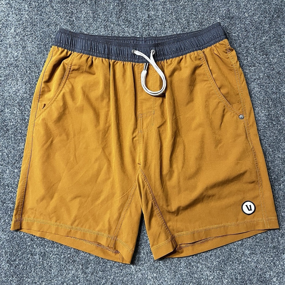 Vuori Men's Kore Shorts with Built-in Liner – Size Medium  – Turmeric / Mustard